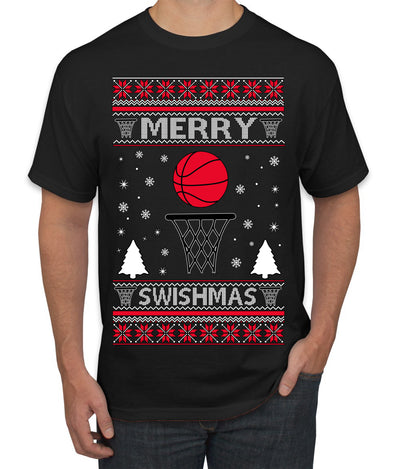 Merry Swishmas Basketball Sports Ugly Christmas Sweater Men's T-Shirt