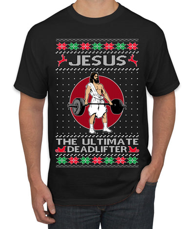 Jesus the Ultimate Deadlifter Funny Ugly Christmas Sweater Men's T-Shirt