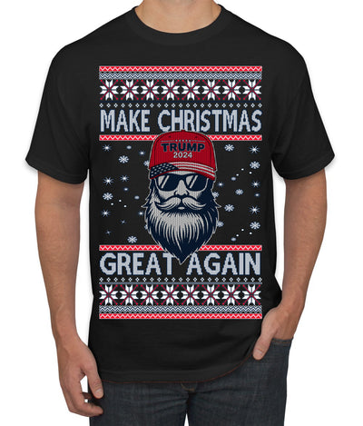 Make Christmas Great Again Trump Santa Claus 2024 MAGA,  Donald Trump JD Vance GOP Republican Ugly Christmas Sweater Men's T-Shirt