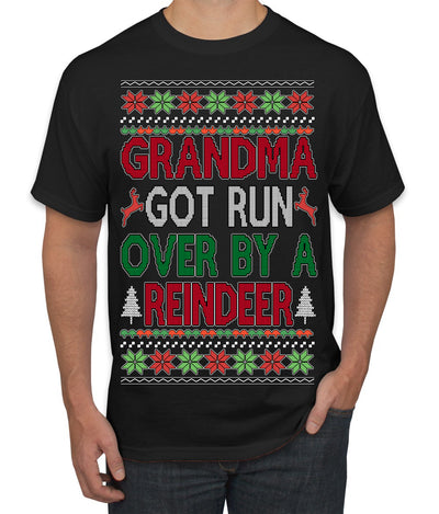 Grandma Got Ran Over by a Reindeer | Classic Xmas Song Holiday Movie Quote Ugly Christmas Sweater Men's T-Shirt