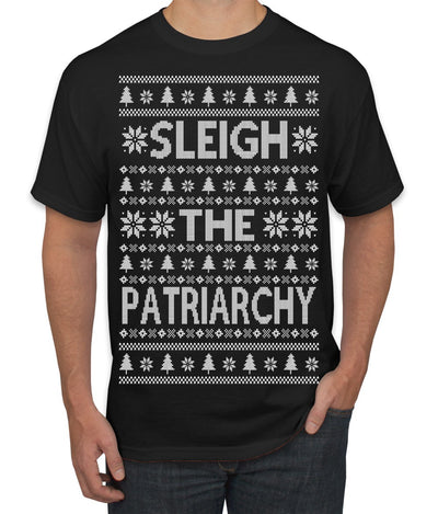 Sleigh the Patriarchy Funny Feminist Middle Class Meme Ugly Christmas Sweater Men's T-Shirt