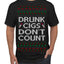 Drunk Cigs Don't Count Funny Cigarette Smoker Cig Ugly Christmas Sweater Men's T-Shirt