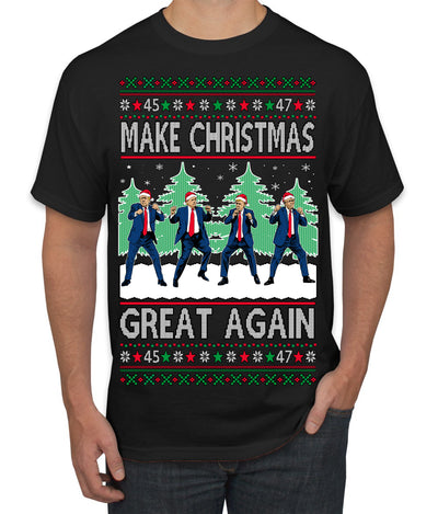 Make Christmas Great Again Shimmy Dance USA President Ugly Christmas Sweater Men's T-Shirt