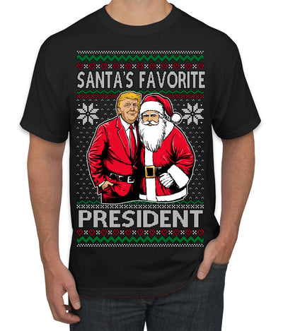 Santa's Favorite President Red Suit Trump Ugly Christmas Sweater Men's T-Shirt