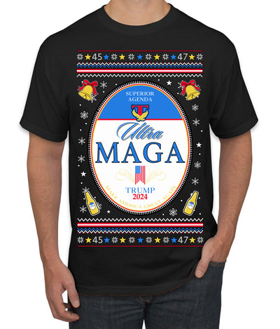 Ultra MAGA Superior Agenda Trump 2024 Funny Beer Logo Ugly Christmas Sweater Men's T-Shirt