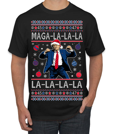 Maga La La La Funny Donald Trump Christmas Carol Song Ugly Christmas Sweater Men's T-Shirt