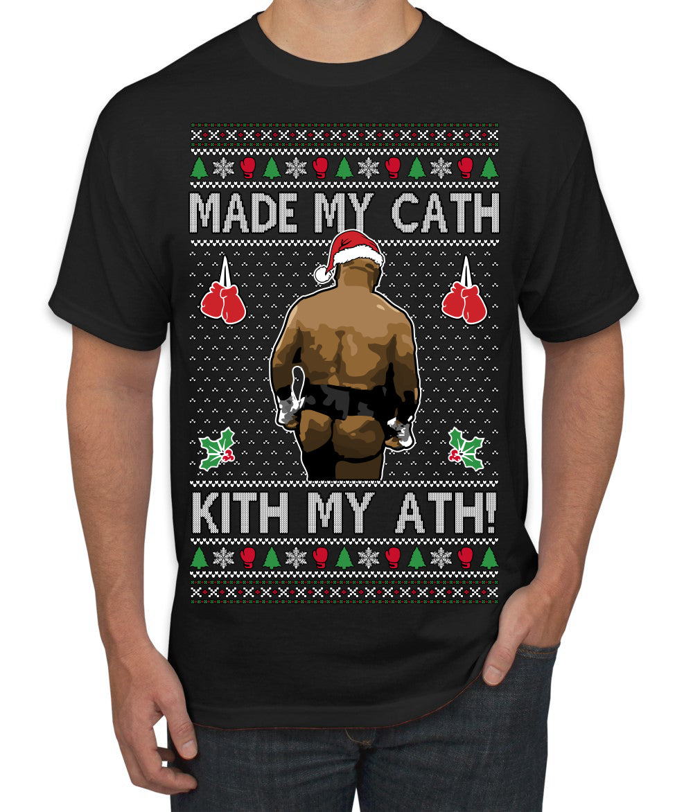 Made My Cath Kith My Ath, Funny Cash Money Viral Kiss My Ass Boxing Fight Meme, Men Women Ugly Christmas Sweater Men's T-Shirt