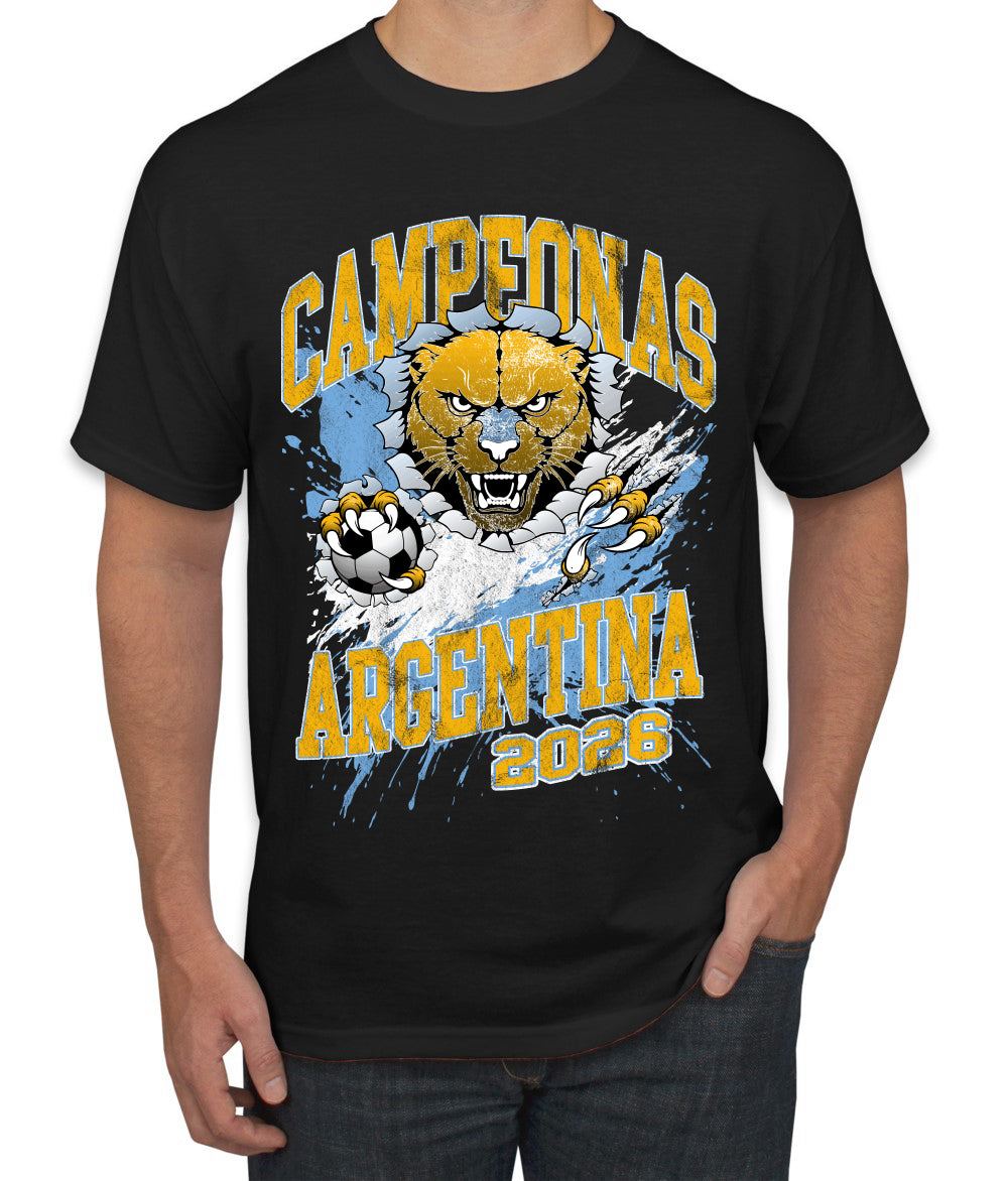 Argentina Soccer Campeonas Fan Shirt Big Cat and Soccer Ball  Game Day Gift Tee for Men Women Sports Men's T-Shirt