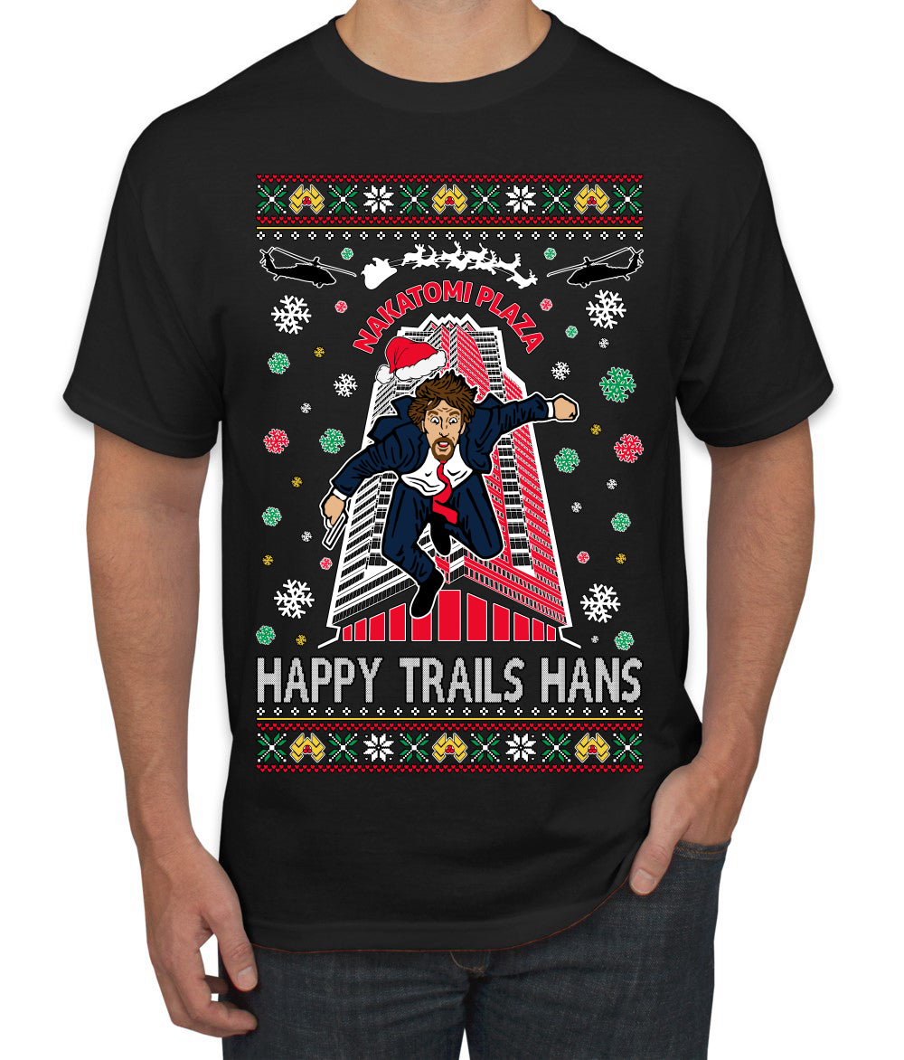 Nakatomi Plaza Happy Trails Hanz  Ugly Christmas Men's T-Shirt