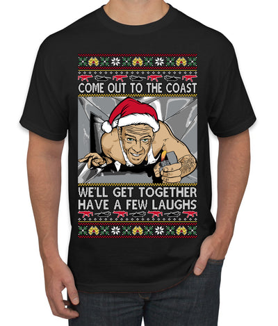 Come Out to the Coast Have a Few Laughs Die Hard McClane Ugly Christmas Sweater Men's T-Shirt