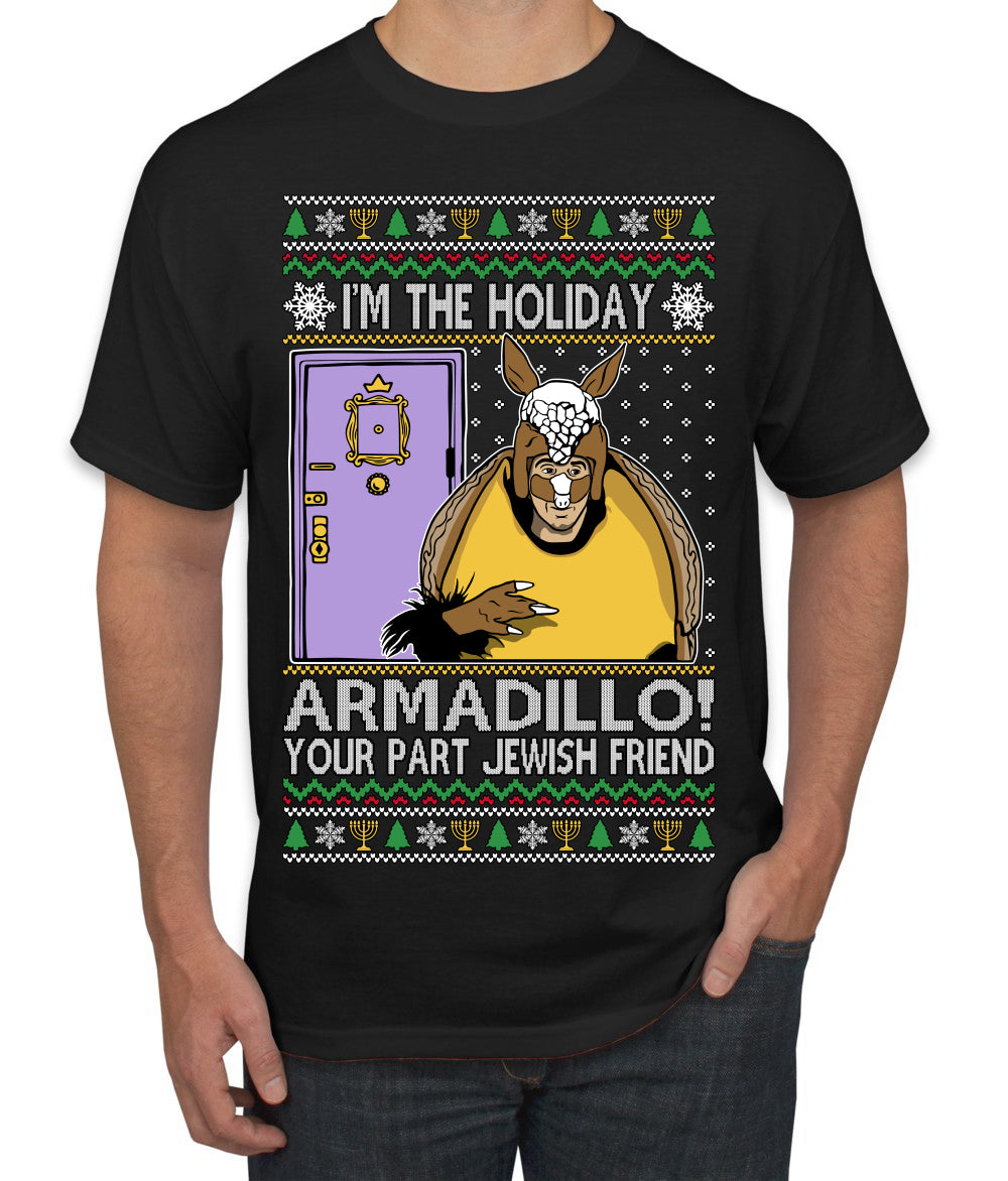 Holiday Armadillo Part Jewish TV Show Ugly Christmas Sweater Men's T-Shirt