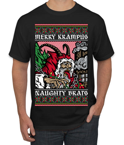 Merry Krampus Naughty Brats | Funny Ugly Christmas Sweater Men's T-Shirt