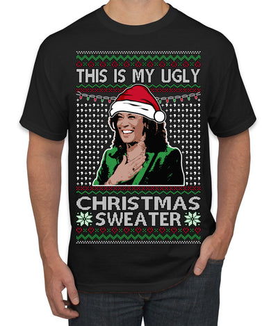 This Is My Ugly Sweater Funny Santa Kamala Harris Ugly Christmas Sweater Men's T-Shirt