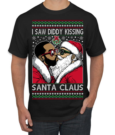 I Saw Diddy Kissing Santa Claus Funny Viral Music Meme Ugly Christmas Sweater Men's T-Shirt