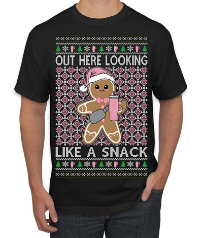 Out Here Looking Like a Snack Cute Xmas Cookie Ugly Christmas Sweater Men's T-Shirt