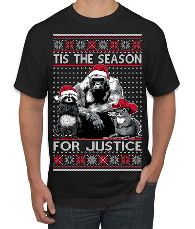 Tis the Season For Justice Harambe Peanut Fred Raccoon Ugly Christmas Sweater Men's T-Shirt