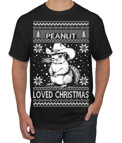 Peanut Loved Christmas RIP Funny Viral Squirrel Meme Ugly Christmas Sweater Men's T-Shirt