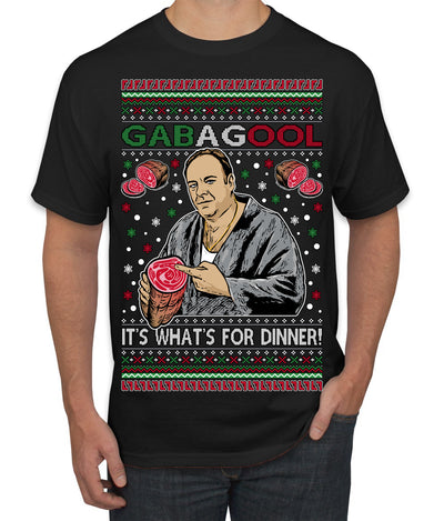 Gabagool It's What's for Dinner, Funny Tony Italian NJ New Jersey Mafia, Classic TV Show Ugly Christmas Sweater Men's T-Shirt