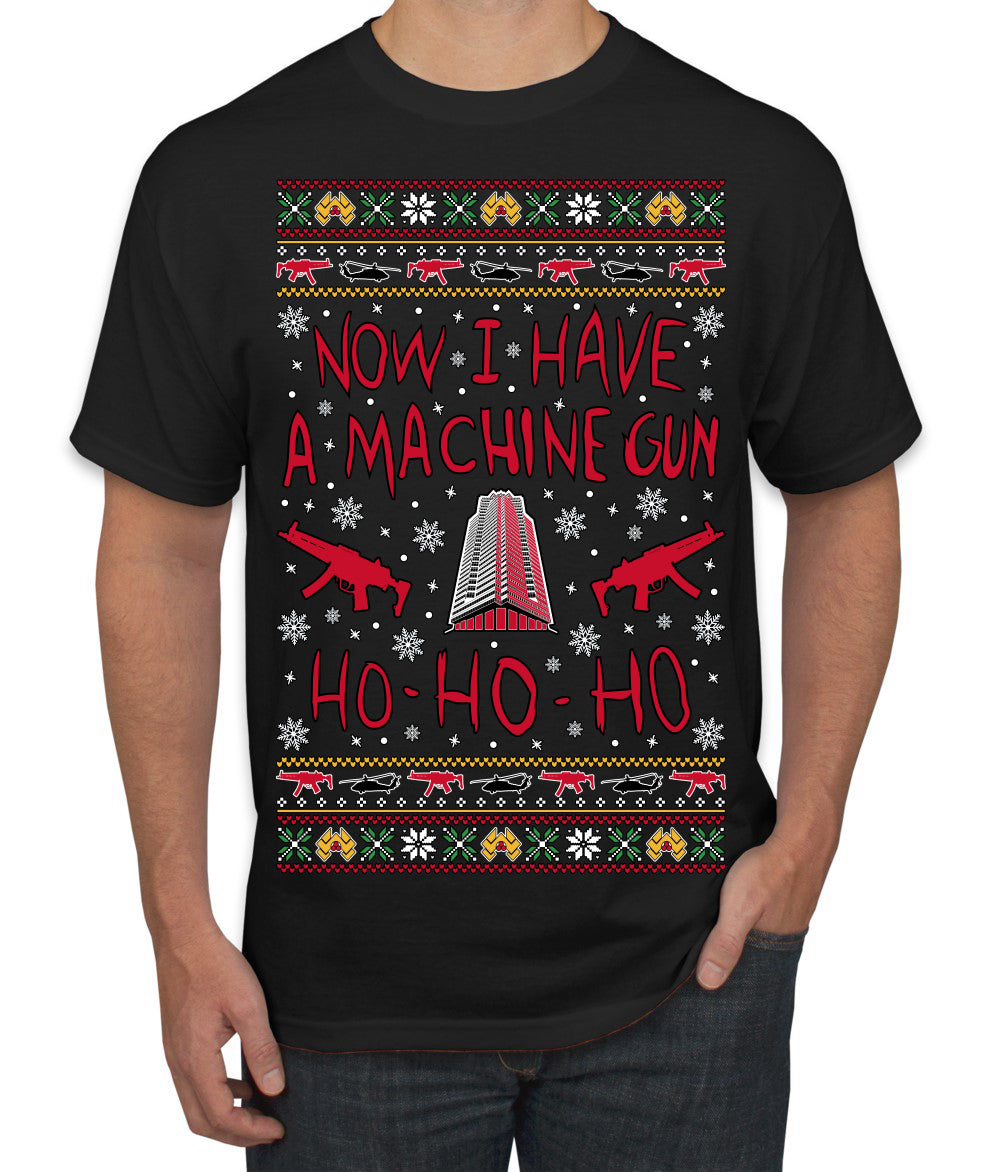 Now I Have a Machine Gun Ho Ho Ho Nakatomi Die Hard McClane Classic 80s Xmas Movie Ugly Christmas Sweater Men's T-Shirt
