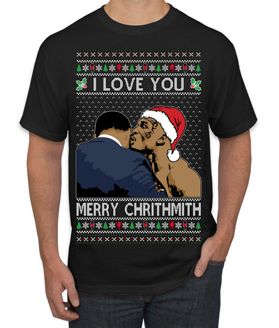 I Love You Merry Chrithmith Funny Boxing Fight Meme Classic Funny Xmas Ugly Christmas Sweater Men's T-Shirt