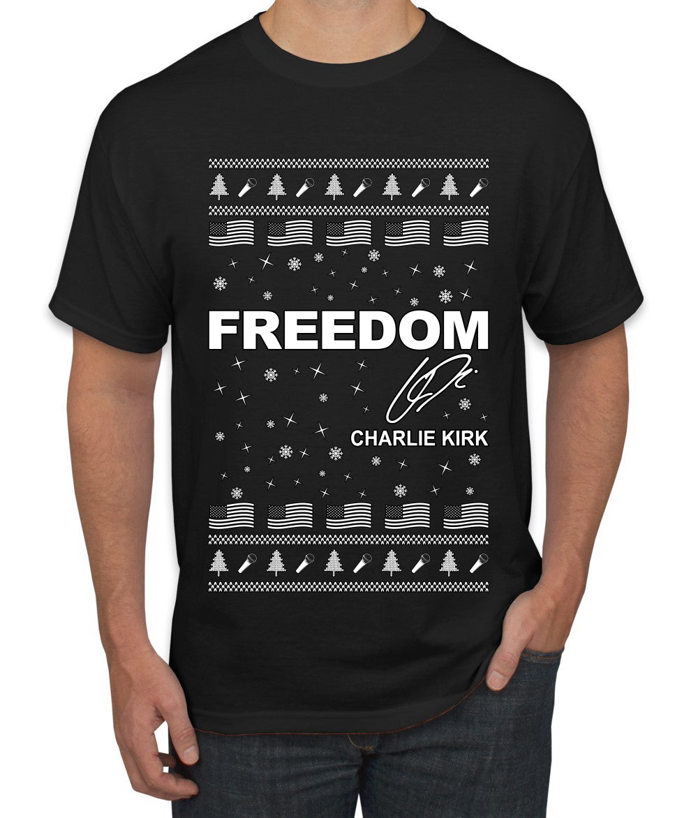 Freedom, Charlie Kirk Political Activist, Right Wing, Ugly Christmas Sweater Men's T-Shirt