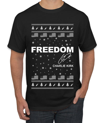 Freedom, Charlie Kirk Political Activist, Right Wing, Ugly Christmas Sweater Men's T-Shirt