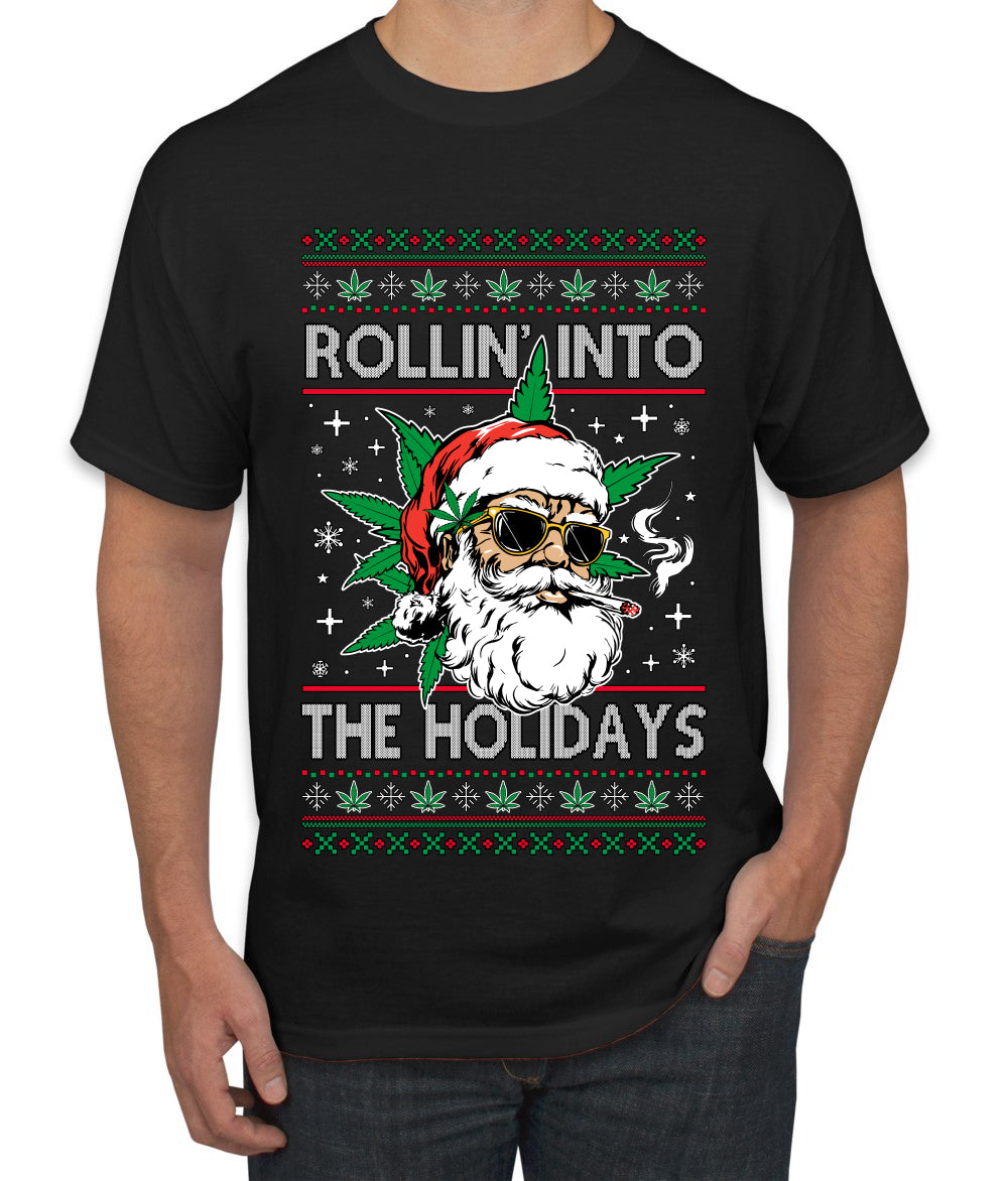Rollin' Into The Holidays Christmas Sweater, Ugly Christmas Sweater Men's T-Shirt