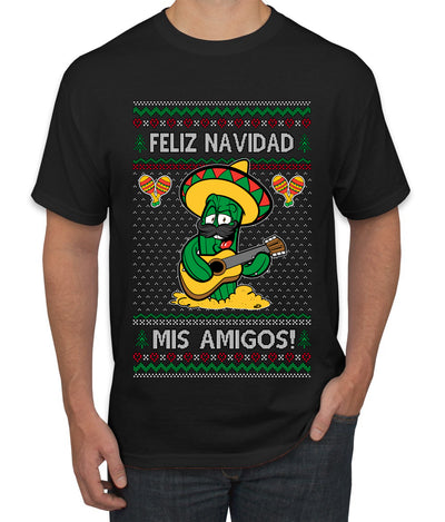 Feliz Navidad Mis Amigos!, Ugly Christmas Sweater Men's T-Shirt