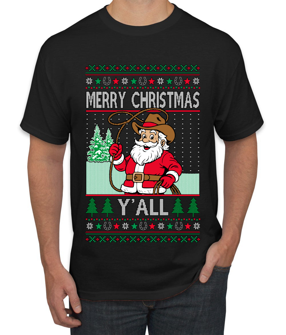 Merry Christmas Y'all Christmas Sweater, Ugly Christmas Sweater Men's T-Shirt