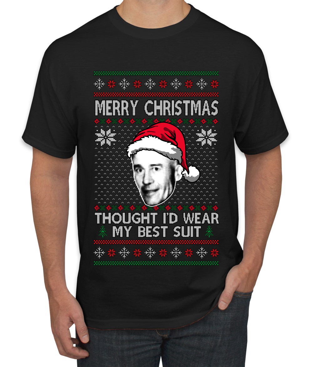 Thought I'd Wear My Best Suit Ed Gein, Ugly Christmas Sweater Men's T-Shirt