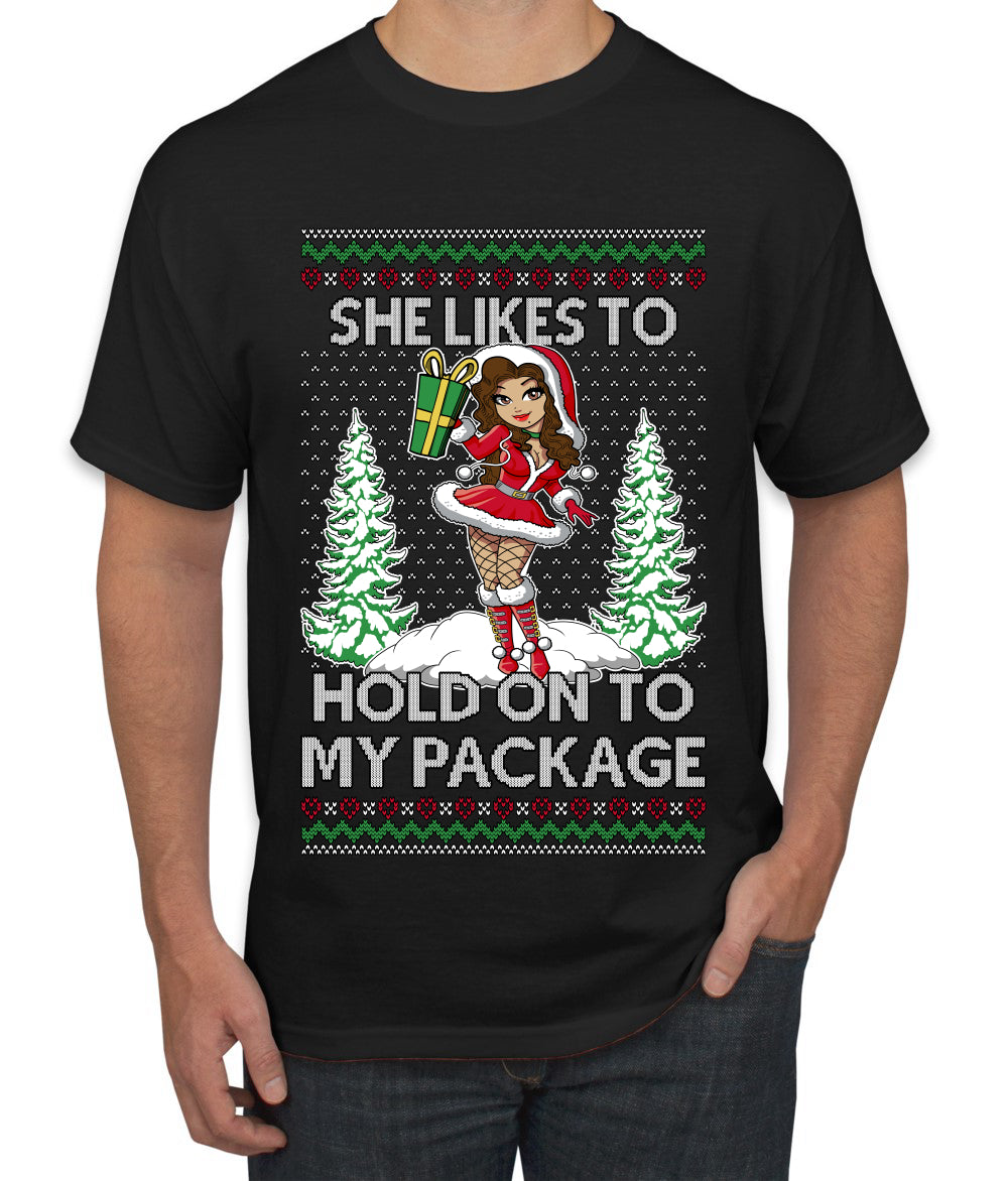 Hold My Package, Ugly Christmas Sweater Unisex Unisex Men's T-Shirt