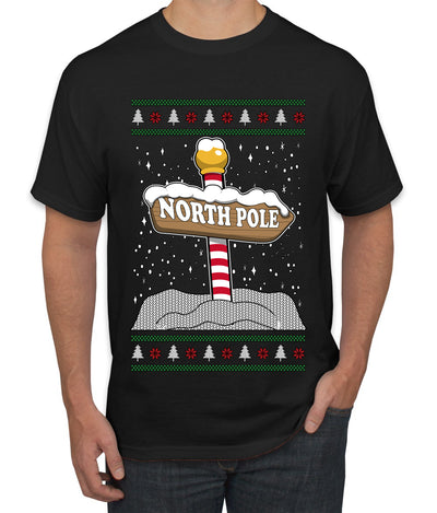 North Pole, Ugly Christmas Sweater Unisex Men's T-Shirt