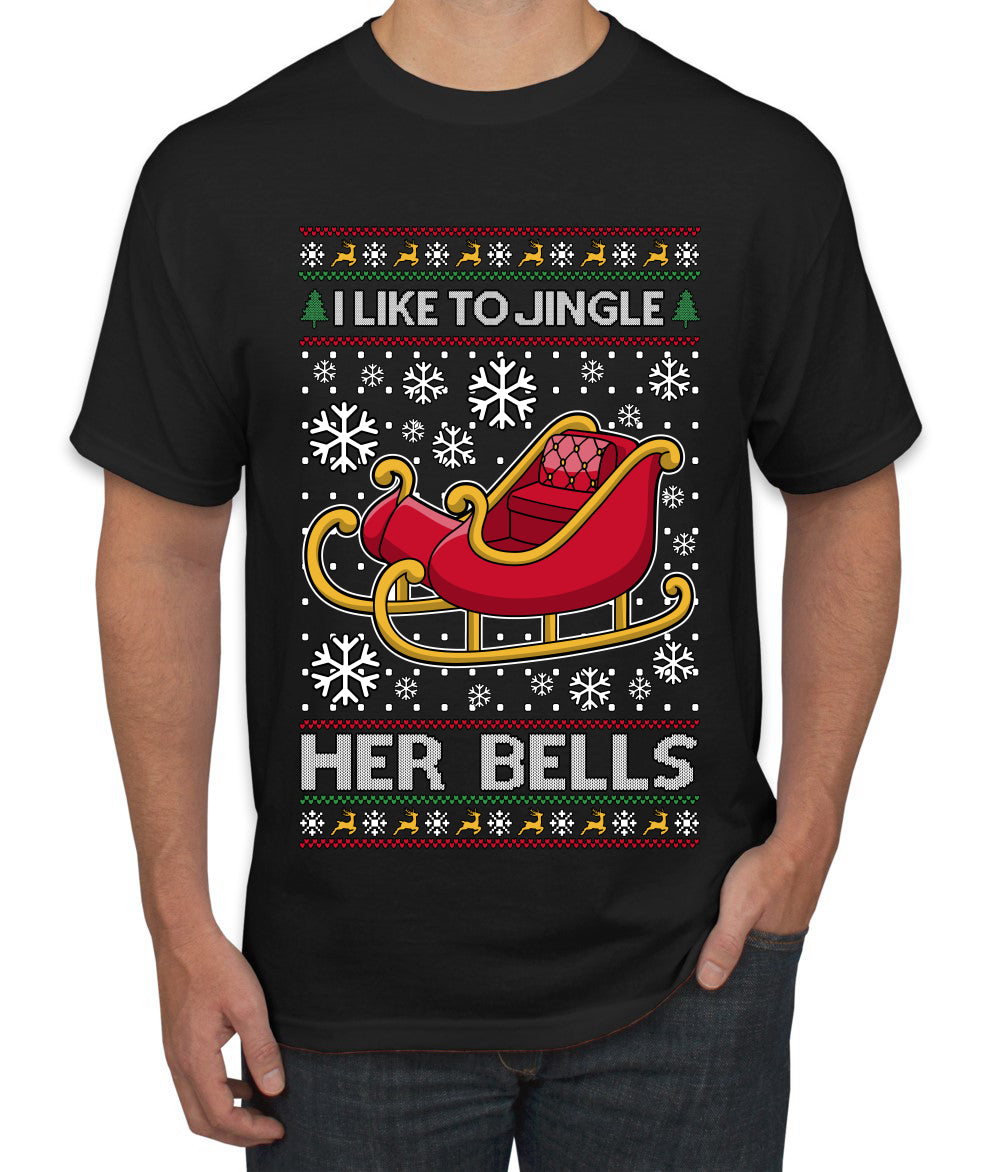 I Like To Jingle Her Bells, Ugly Christmas Sweater Unisex Men's T-Shirt