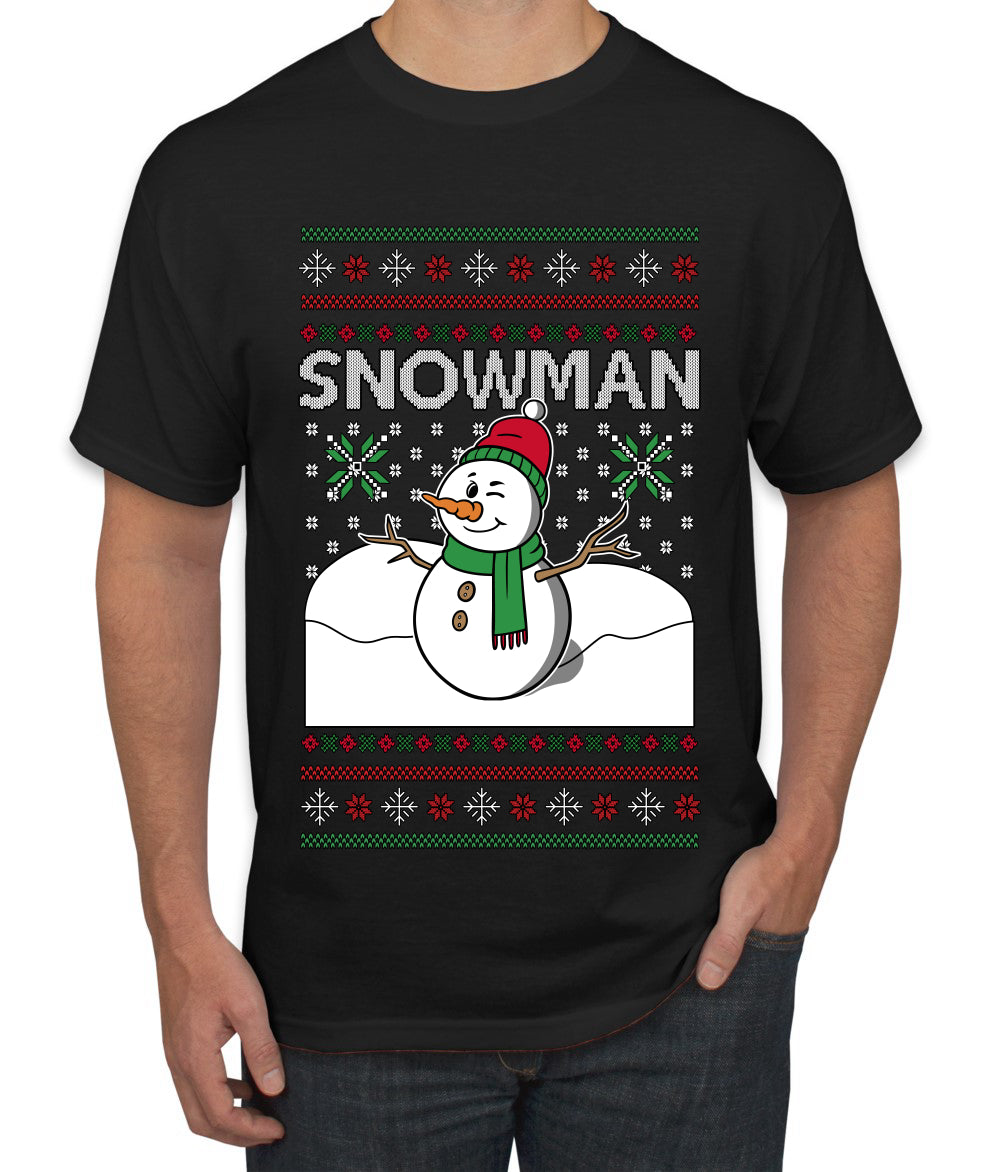 Snowman, Ugly Christmas Sweater Unisex Men's T-Shirt