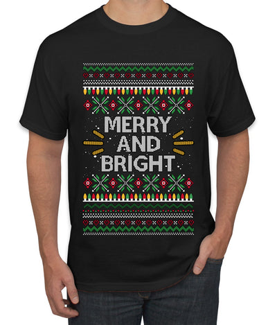 Merry And Bright, Ugly Christmas Sweater Unisex Men's T-Shirt