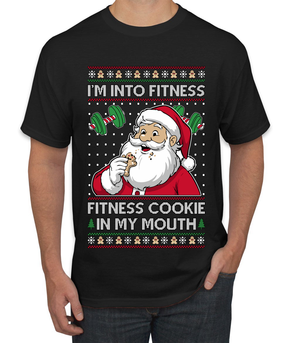 I'm Into Fitness Cookie In My Mouth Santa, Ugly Christmas Sweater Unisex Men's T-Shirt