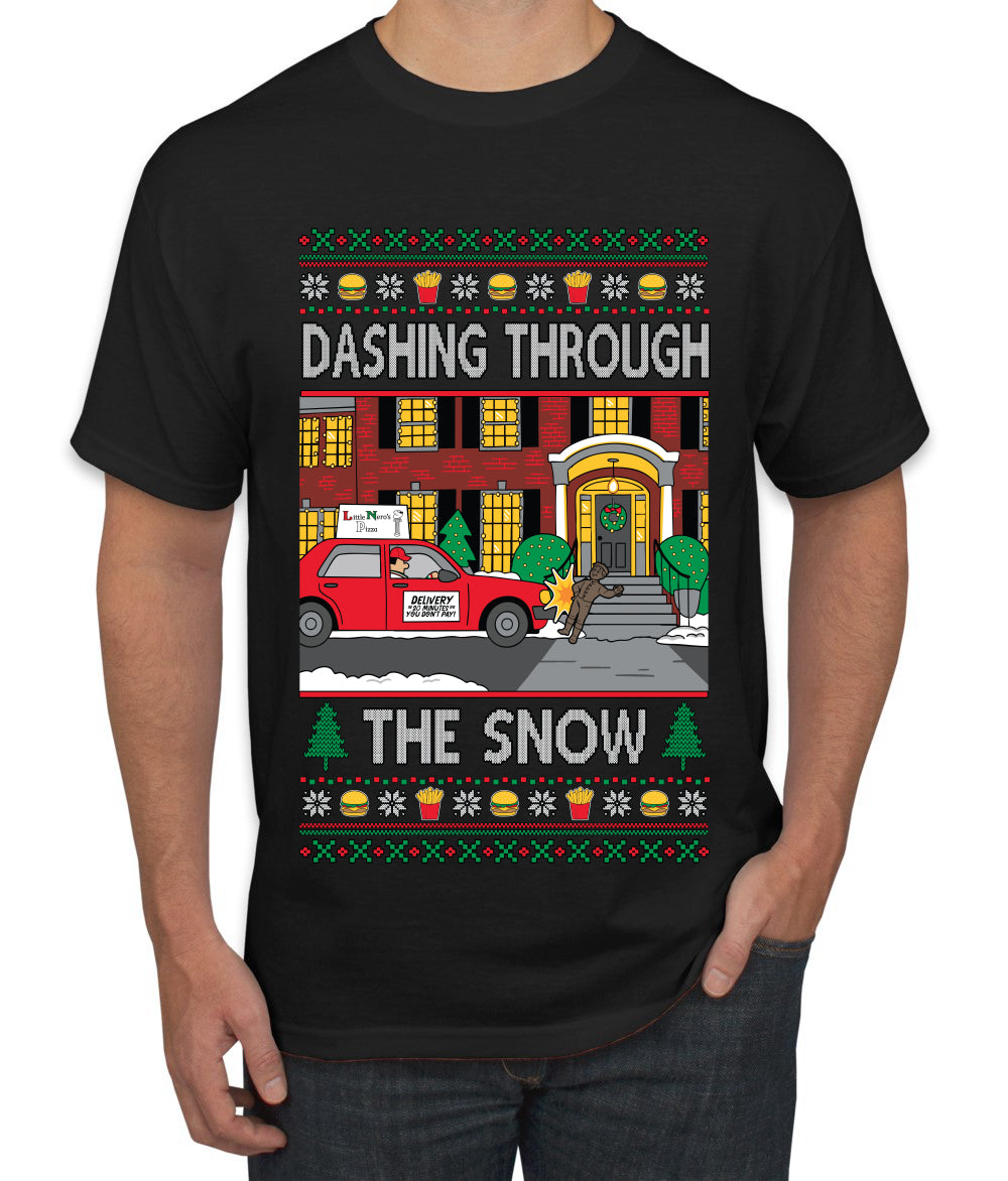 Dashing Through The Snow Classic 90s Holiday Movie, Ugly Christmas Sweater Unisex Men's T-Shirt