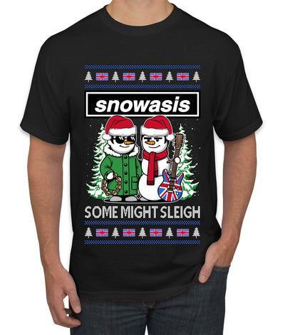 Snowasis English Rock Band Parody, Ugly Christmas Sweater Unisex Men's T-Shirt