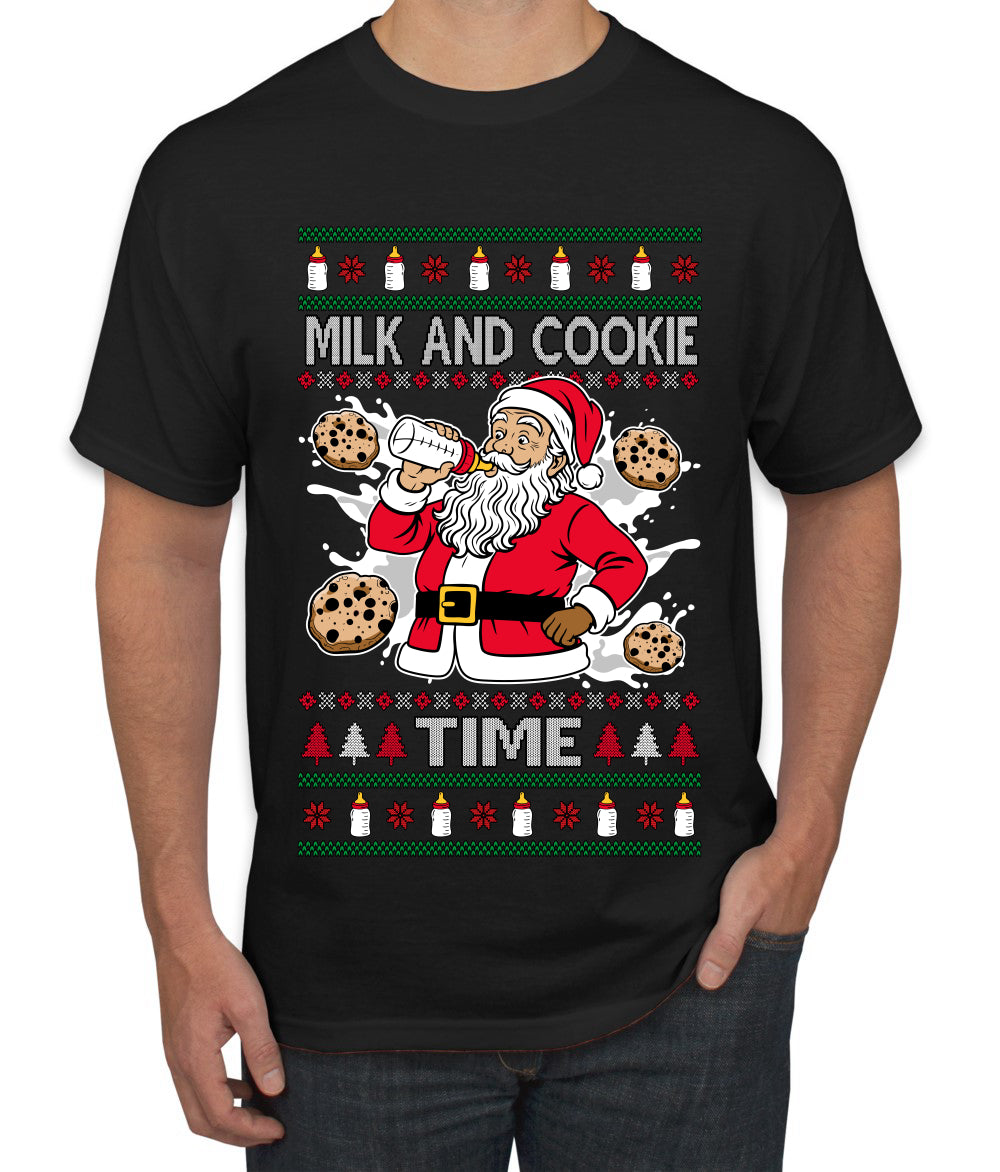 Milk And Cookie Time, Ugly Christmas Sweater Unisex Men's T-Shirt