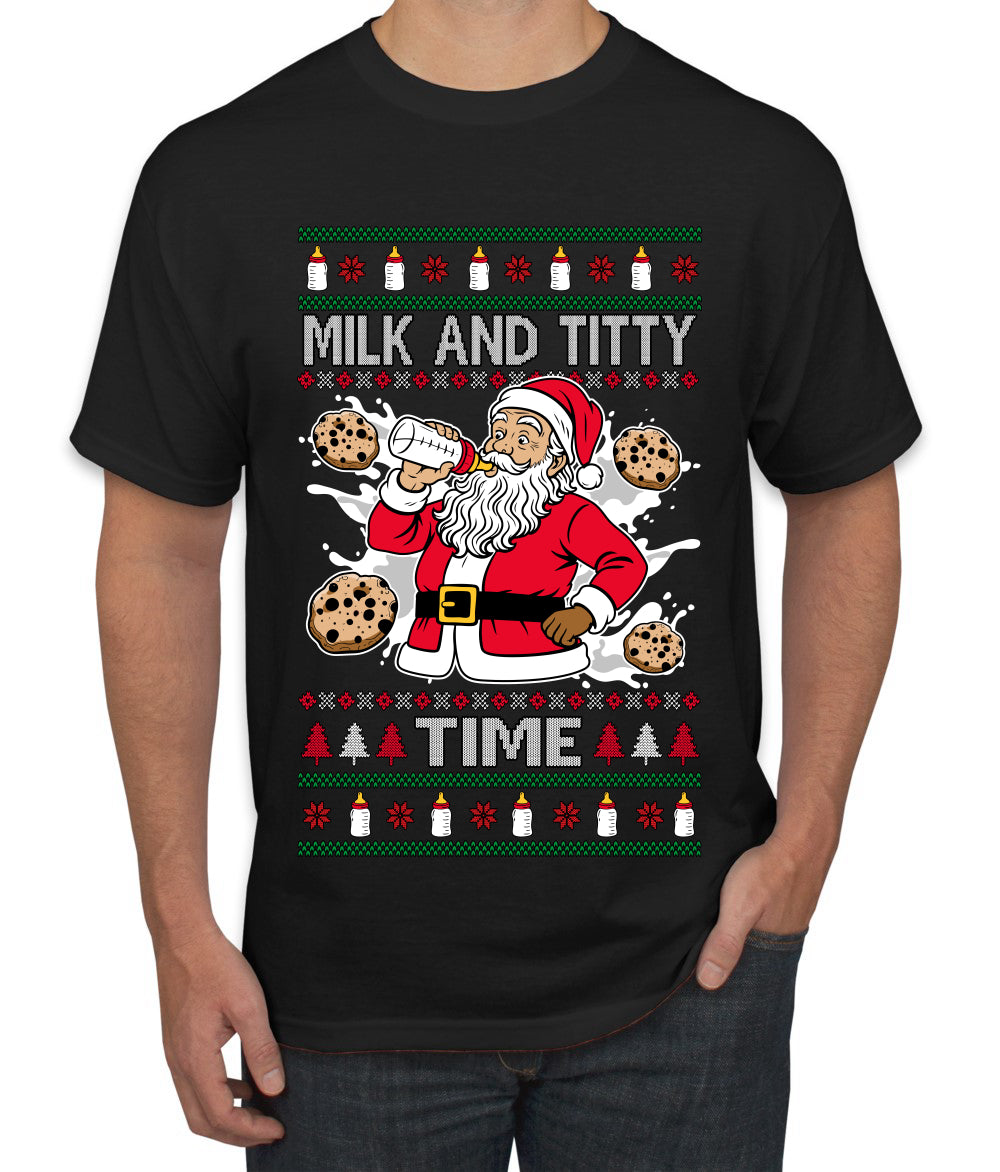 Milk And Titty Time, Ugly Christmas Sweater Unisex Men's T-Shirt