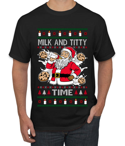 Milk And Titty Time, Ugly Christmas Sweater Unisex Men's T-Shirt