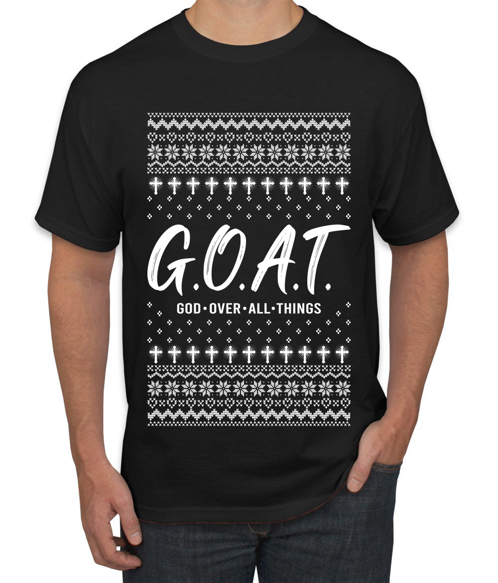 G.O.A.T. God Over All Things, Ugly Christmas Sweater Unisex Men's T-Shirt