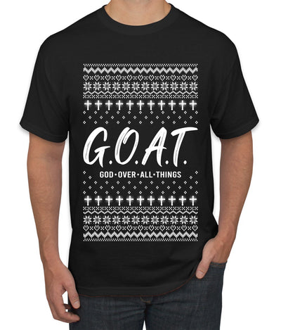 G.O.A.T. God Over All Things, Ugly Christmas Sweater Unisex Men's T-Shirt