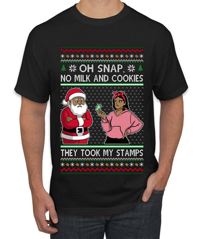 Oh Snap, No Milk And Cookies, They Took my Stamps, Ugly Christmas Sweater Unisex Men's T-Shirt