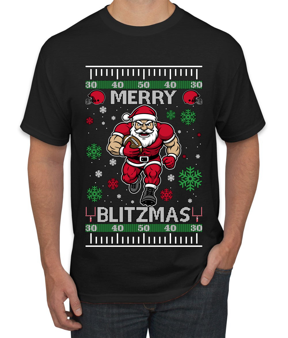 Merry Blitzmas, Football Christmas Sweater Design, Ugly Christmas Sweater Unisex Men's T-Shirt