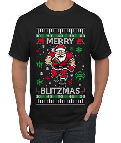 Merry Blitzmas, Football Christmas Sweater Design, Ugly Christmas Sweater Unisex Men's T-Shirt