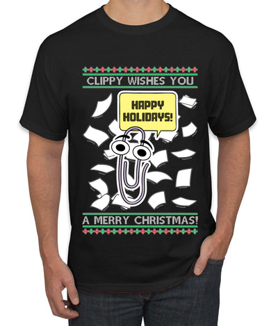 Clippy Wishes You A Merry Christmas Office Assistant, Ugly Christmas Sweater Unisex Men's T-Shirt
