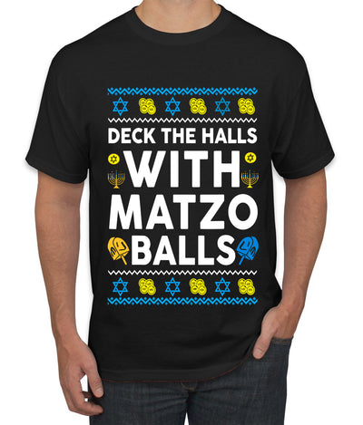 Deck The Halls With Matzo Balls Hanukkah, Ugly Christmas Sweater Unisex Men's T-Shirt