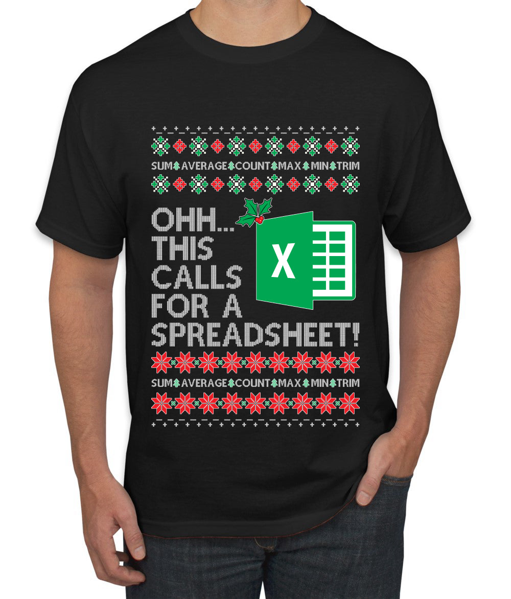 Ohh This Calls For A Spreadsheet Office, Ugly Christmas Sweater Unisex Men's T-Shirt