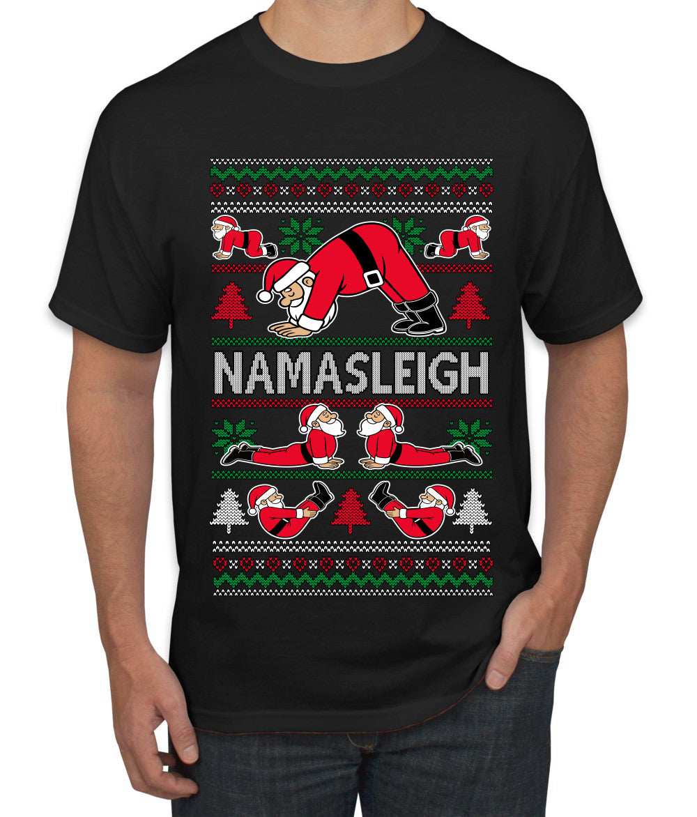 Namasleigh, Namaste Yoga Santa Claus, Ugly Christmas Sweater Unisex Men's T-Shirt